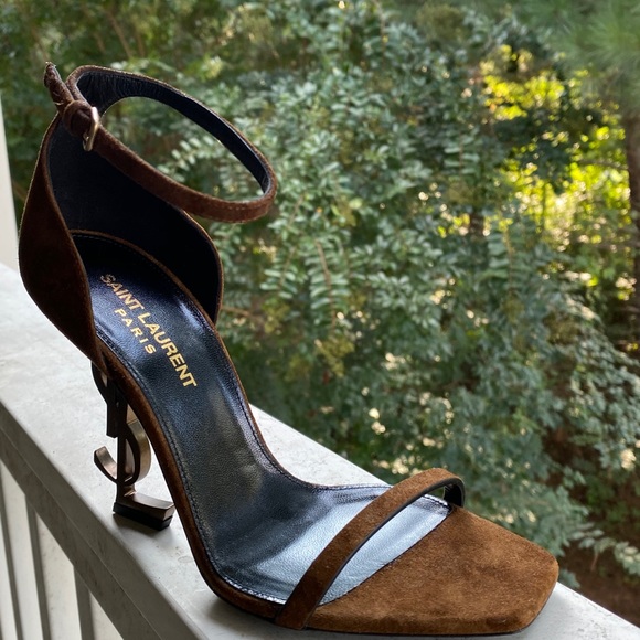 NEW YSL OPYUM SUEDE SANDALS W/ GOLD HEEL - Picture 7 of 7